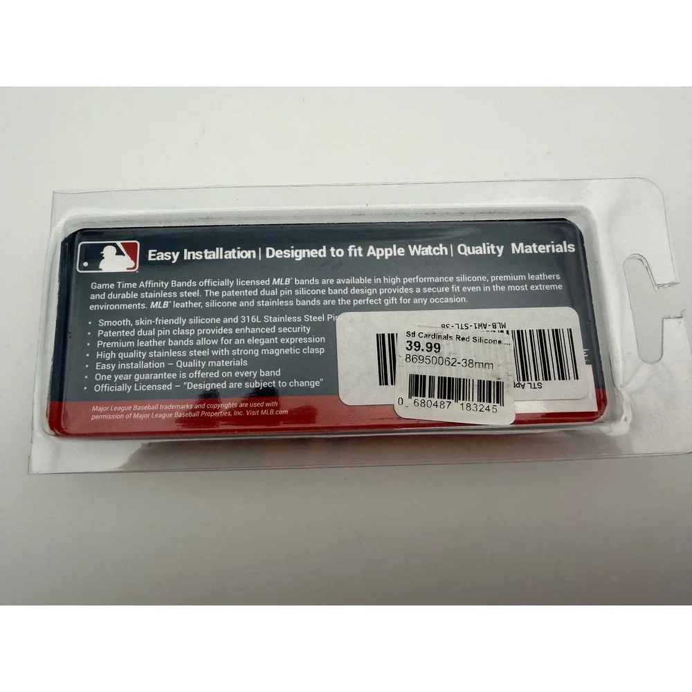 MLB St Louis Cardinals Apple Watch Band 38/40mm Red Silicone Sport Strap B193